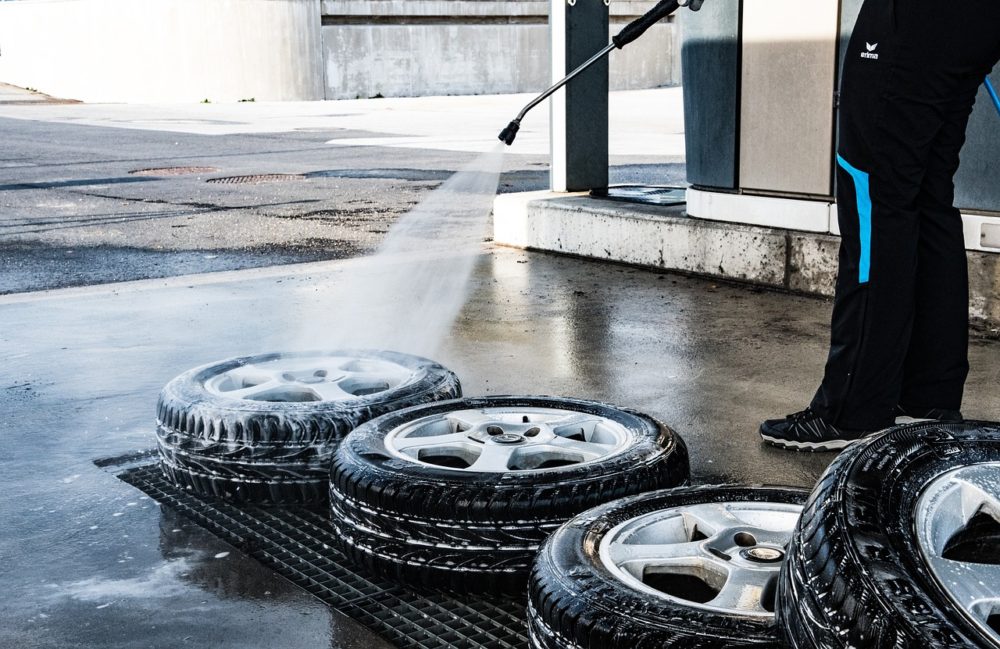 Pressure Washing Car Tires